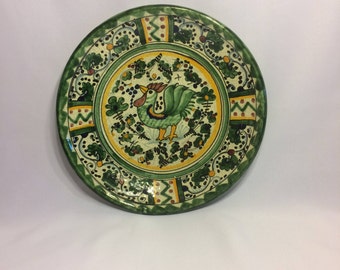 Rooster design Mexican pottery plate