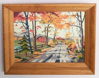 Painting Paint By Number Vintage Wall Art Wall Decor Landscape Painting Farmhouse Decor Cabin Decor Cottage Decor Wood Frame Rustic Decor