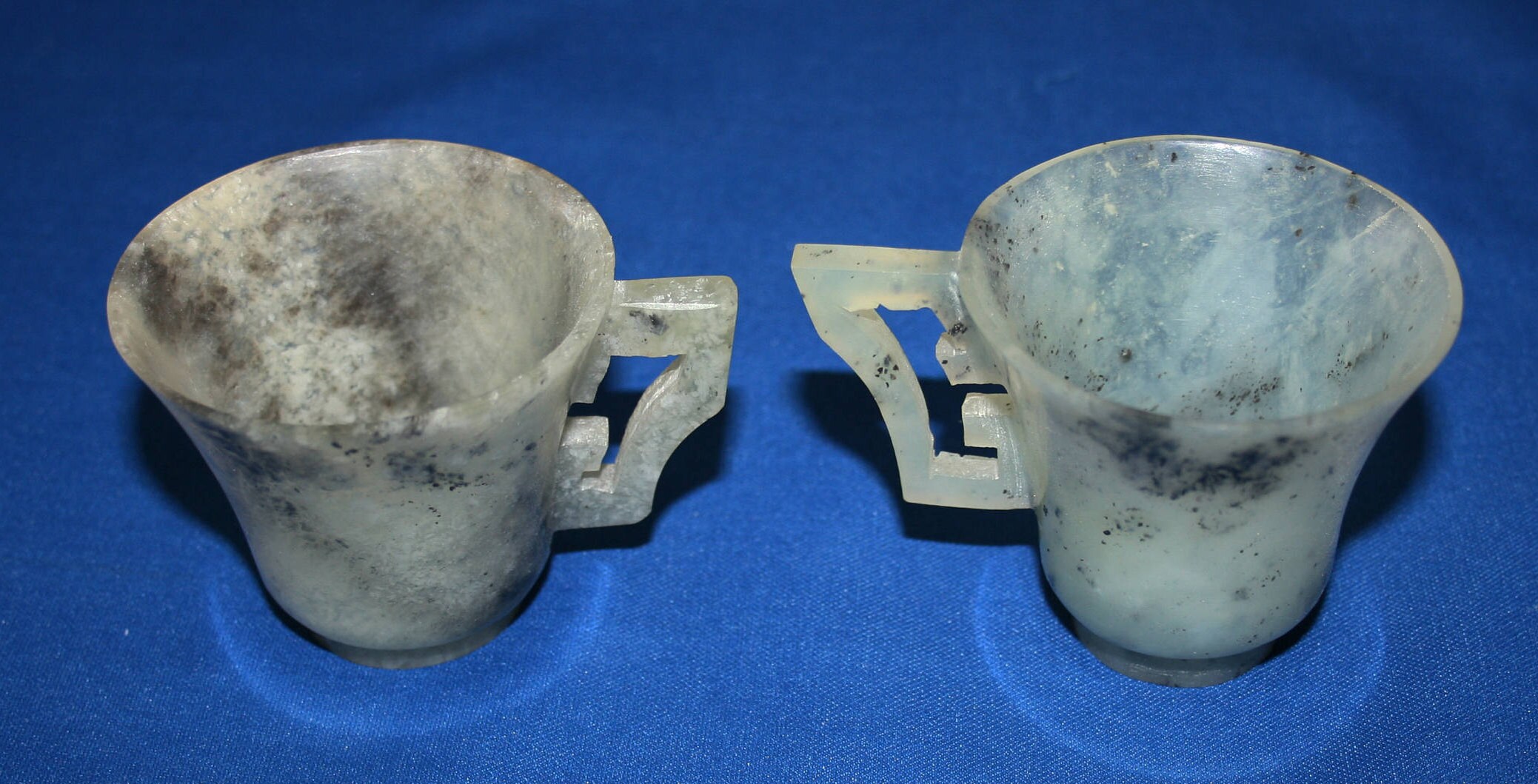 Antique Oriental Chinese Jade Cup Asian Teacup set of 2 Asian Hand