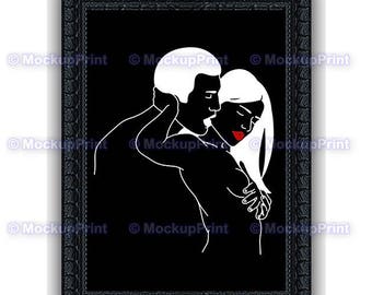 The Hold. Negative black and white Romantic love gifts Chalkboard blackboard styling print poster Fantastic great to frame as gift 734