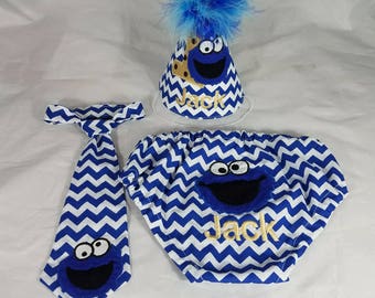 sesame street smash cake outfit-boy smash cake-blue smash cake outfit-cookie monster smash cake outfit-chevron smash cake outfit-birthday