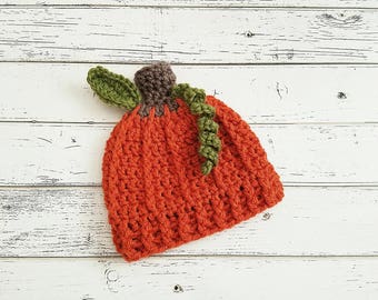 Crochet Pumpkin Hat, Baby Pumpkin Photo Prop, Pumpkin Hat, Newborn Pumpkin Hat, Pumpkin Beanie, Pumpkin Hats, Fall Photo Prop, MADE 2 ORDER