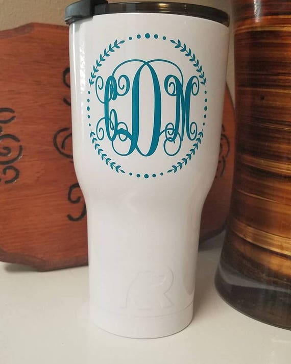 WHITE 30 oz RTIC Tumbler with Custom Monogram