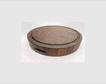 Round End Grain Cutting Board Black Walnut