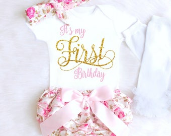 Baby Girl 1st Birthday Outfit Bloomer Birthday Outfit Chic First Birthday Outfit Floral Birthday Outfit My 1st Birthday Outfit ANY AGE BA1