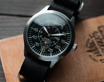Soviet watch Aviator, Black watch, Mechanical watch, Vintage watch, Watch mens, Military watch, Wrist watch men, USSR watch