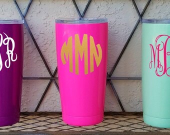 Monogram Personalized Tumbler-Artic Tumbler-20oz Tumbler-Pink Mint Purple Monogram Tumbler Cups-Monogrammed Tumbler-Monogram Gifts-Beach Cup
