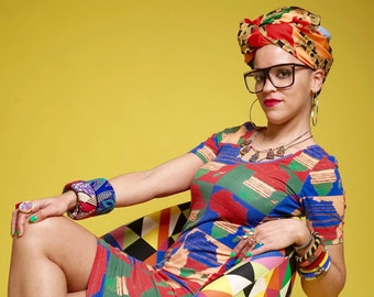 Funky Body Con Dress | African Print Dress | African Fashion | Colorful Urban Fashion