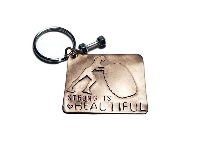 Strong is Beautiful Keychain, Crossfit Keychain, Unique Birthday Gift