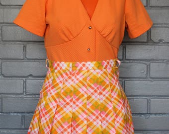 Vintage 1960's Plaid Pleated mini skirt