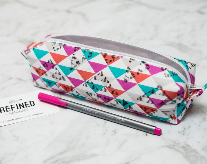 White Geometric pencil case