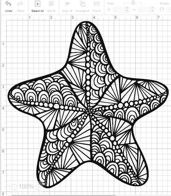 Download Mandala Style Starfish SVG PDF EPS Dxf & Studio 3 Cut Files