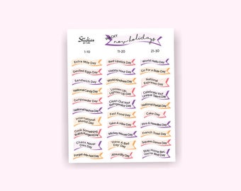 November Wacky Holidays / Planner Stickers, Holiday Planner Stickers, Holiday Stickers, Bullet Journal Stickers, Bujo Stickers