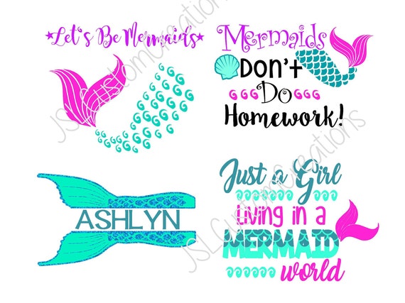 Download Mermaid Bundle Set SVG DXF EPS png Cut files for Cricut