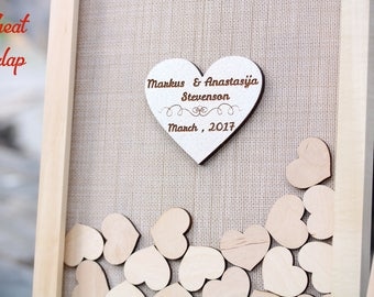 Personalized wedding gift Rustic wedding guest book alternative Wooden guest book ideas Heart guestbook frame Wedding drop box guest book