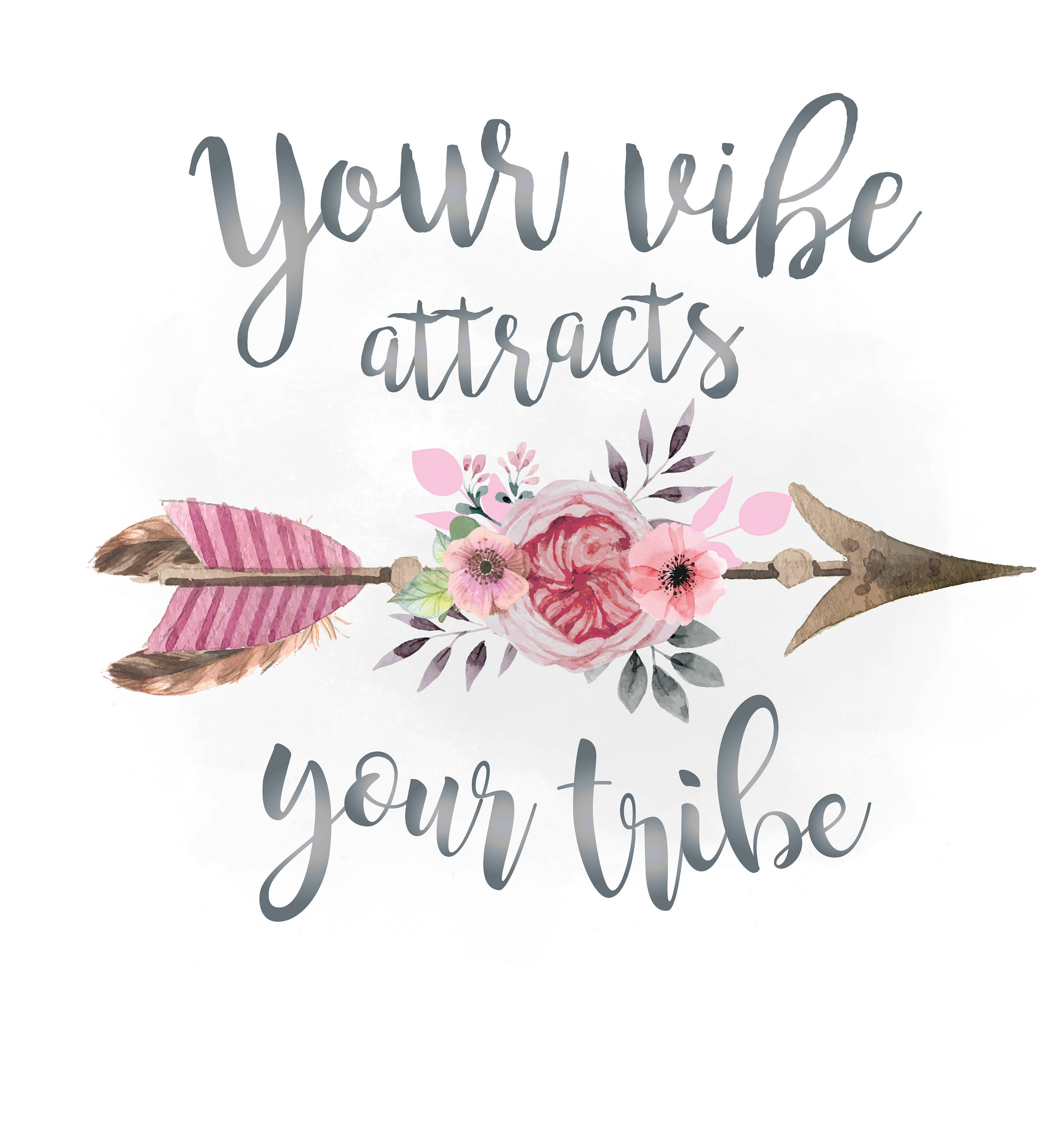 Download Your vibe attracts your tribe svg clipart pink floral arrow