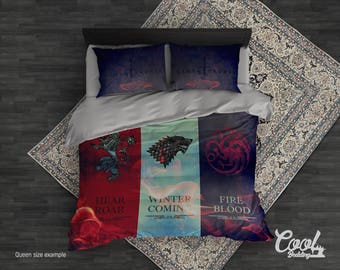 Game of Thrones Duvet Cover or Comforter. GOT families Bedding Set. King Queen Full Twin Single GOT beddings.
