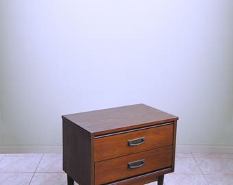 mid century modern nightstand ATOMIC mod 2 DRAWER hollywood regency PETITE chest