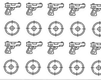 Target Shooting Stickers, Practice Stickers, Gun Stickers, Planner Stickers