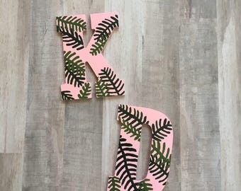 Sorority letters, sorority gift, big little sorority, sorority monogram, sorority decor, leaves decor, plant decor, painted letters