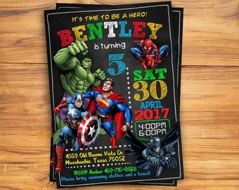 Superhero Invitation / Superhero Avenger Birthday Invitation / Avenger Invitation / Boy Invitation / Birthday Invitation / Invitation