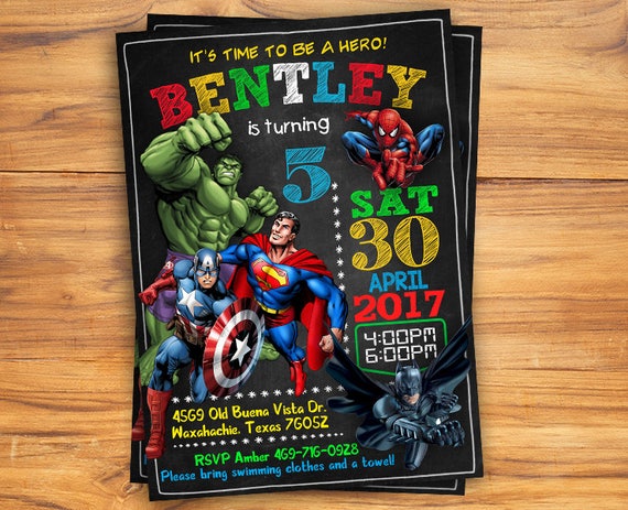 Marvel Superhero Birthday Party Invitations 6