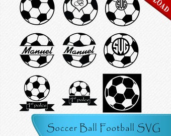 Soccer Ball Football SVG, Soccer Silhouette, Monogram Soccer Ball, Cricut Soccer Ball, Clipart, Cut, Vector digital, svg, dxf, eps, png