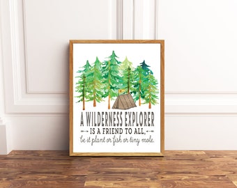 Wilderness Explorer | Adventure Is Out There | Woodland Boy Room Decor | Explore Nursery Print | Camping Nursery Decor | Disney Movie Quote