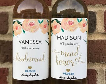Will You Be My Bridesmaid Wine Label - Custom Bridesmaid Gift - Wine Sticker – Bridesmaid Proposal Wine Label - Maid of Honor Wine Label