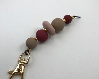 Burgundy Kiss Beaded Keychain