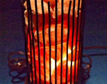 HIMALAYAN SALT LAMP ~ Modern Vertical Wire Lamp