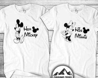 Her Mickey His Minnie Couple Set - Disney Tee Shirt Set