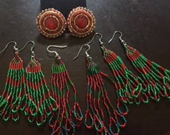 Beaded christmas earrings