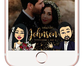 Bitmoji Snapchat Filter Wedding, Cartoon Snapchat Wedding, Wedding Snapchat Geofilter, Wedding Snapchat Filter, Custom Wedding Filter