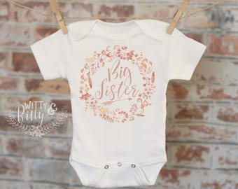 Big Sister Onesie®, Sibling Onesie, Bohemian Onesie, Cute Baby Bodysuit, Cute Onesie, Boho Baby Onesie, Girl Onesie - 170B