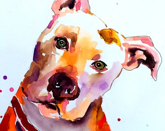 Custom Dog portrait Custom Dog Painting Custom Pet portrait Watercolor Painting Original Painting Memorial Art Custom Pit Bull Portrait