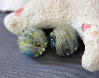 Elizabeth Creations UNDERWATER artisan lampwork matching handmade glass beads Sra