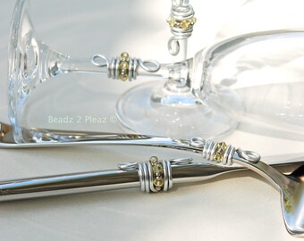 Wedding cake cutting set champagne flutes pale yellow Swarovski crystal wedding cake server set wedding glasses, cake knife bridal shower