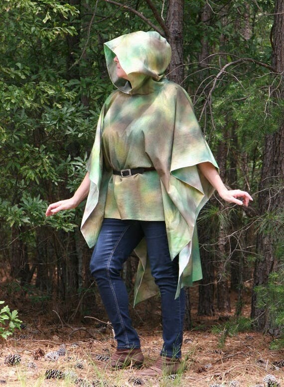 Princess Leia Camo Endor Poncho Handpainted Muslin