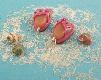 Flip Flops - Handmade Polymer Clay CHARMS with Feet