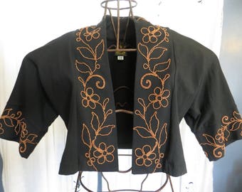 90's HELIOS Black Capellet Embroidered