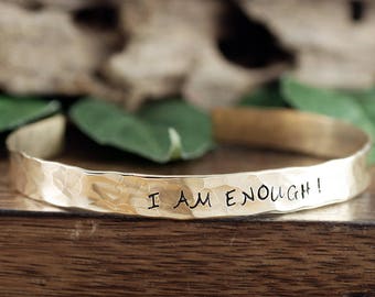 bracelet inspirational enough am jewelry stamped hand affirmation