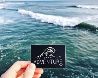Seek Adventure. Ocean Wave Vinyl Sticker Laptop Sticker Surfing Sticker Kayaking Car Decal Surfer Bumper Sticker Watersports MacBook Decals