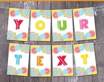 Fiesta Banner - Fiesta Party, Cinco De Mayo, Fiesta BirthdayParty | Editable Text - Instant Download PDF Printable