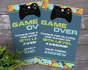Video Game Party Thank You Card - Video Gamer Thank You, Birthday, Gamer Truck, Blue Camo | DIY Editable Text Instant Download PDF Printable