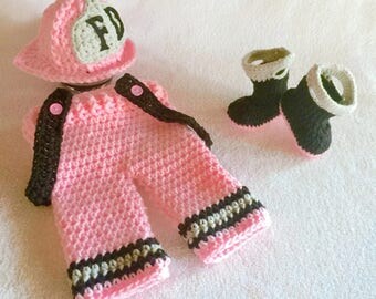Baby Girl Clothes - Baby Firefighter - Firefighter Gift - Firefighter Baby - Firefighter Baby Girl - Baby Girl Firefighter - Bunker Gear