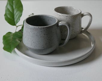 White Speckled Mug; Gray Speckled Mug; Coffee Mug; Ceramic Coffee Mug; Handmade Mug
