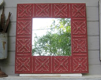 Red Wall Mirror ceiling tile mirror | etsy Red Wall Mirror ceiling tile mirror | etsy