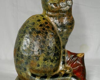 Vintage cast iron Cat Doorstop feline kitty country décor