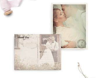Personalized thank you postcards, Vintage wedding thank you card, Personalized note cards - the "Abbey 1"